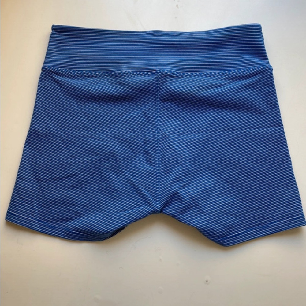 Outdoor Voices Blue Striped Workout Shorts